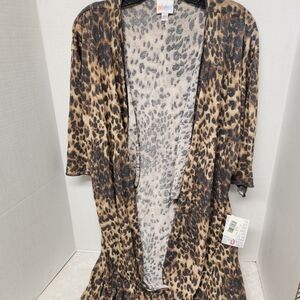 Lularoe Shirley Duster Sweater Sz Small Cheetah Leopard Animal Print New